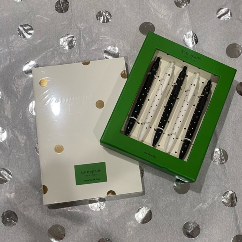 8 piece KATE SPADE B/W notebook & pen set! ♠️Polka dots♠️ see pic for details!!